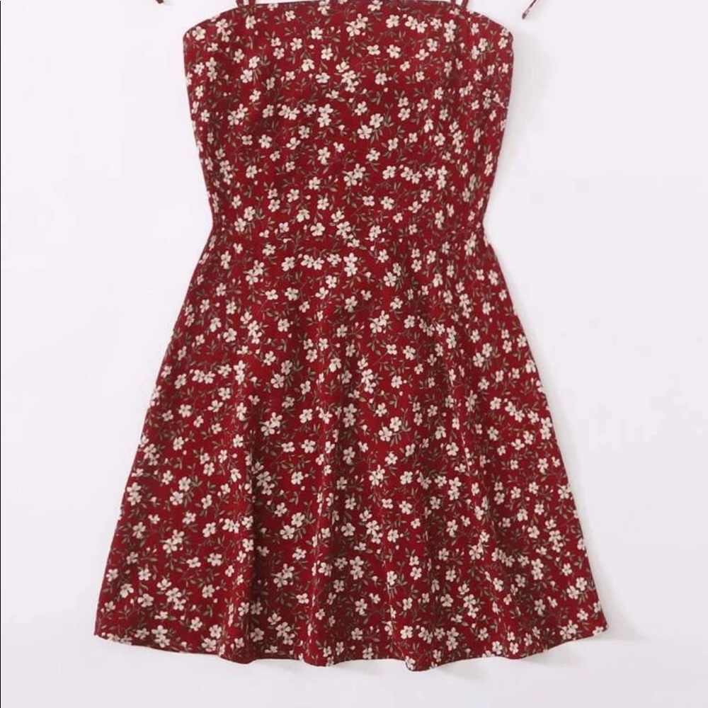 Ditsy Floral Print Knotted Shoulder Cami Dress